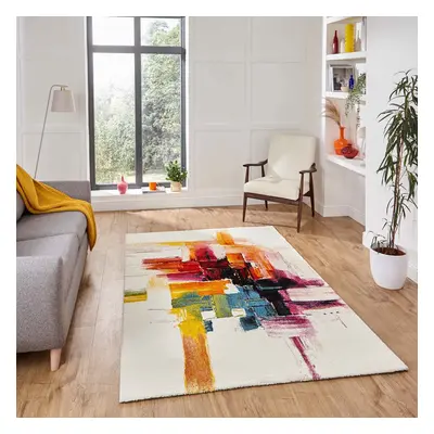 (80 x cm) Modern Abstract Contemporary Rug Multi Coloured Funky Colourful Rainbow Rug Small Medi