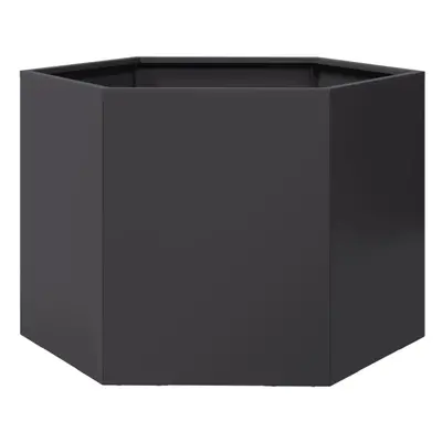 vidaXL Garden Planter Outdoor Flower Pot Patio Planter Pot Black Hexagon Steel