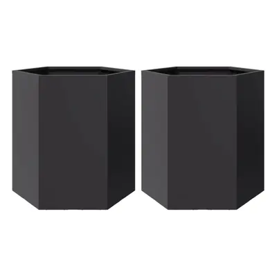 vidaXL Garden Planter Outdoor Flower Pot Planter Pot pcs Black Hexagon Steel