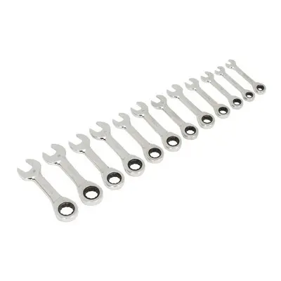 Sealey Siegen S0633 12pc Stubby Ratchet Combination Spanner Set - Metric