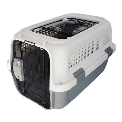 (Grey, Skylight air box) Pet Flight Case Transport Box Breathable Cat Dog Outdoor Travel Carrier