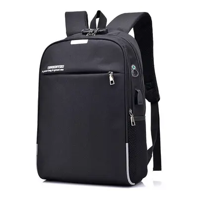 (Black) 18L Backpack 16inch Laptop Bag USB Charging Headphone Jack Shoulder Bag Anti-theft Lumin