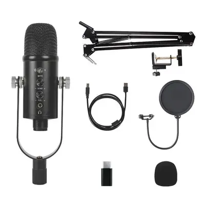 (C) Condenser Microphone HIFI DSP Noise Reduction Reverberation Adjustable Built-In Sound Card U