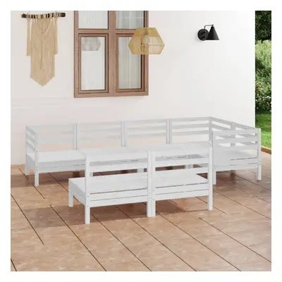 vidaXL Garden Lounge Set Outdoor Sofa Set Couch Piece Solid Pinewood White