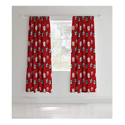 Catherine Lansfield Football Easy Care x Inch Pencil Pleat Curtains Red