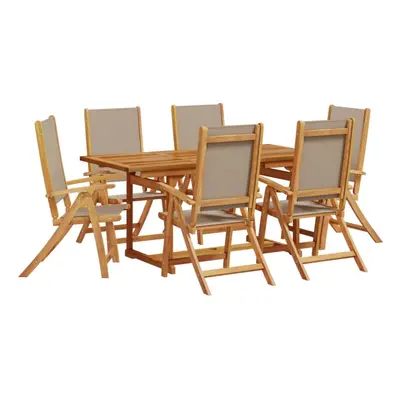 (taupe, piece/rectangular) vidaXL Garden Dining Set Piece Table & Chair Solid Wood Acacia and Te