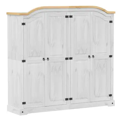 (white) vidaXL Wardrobe Armoire Closet Clothes Storage Organiser White Solid Wood Pine