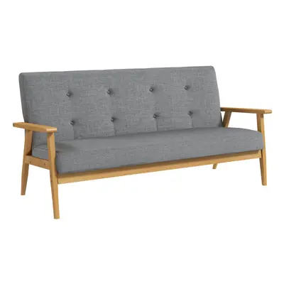 HOMCOM Modern 3-Seater Sofa Upholstery Couch with Rubber Wood Legs Dark Grey