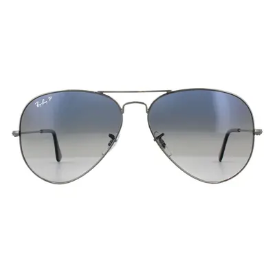 Ray-Ban Sunglasses Aviator Gunmetal Polarized Blue Gradient Grey 004/78