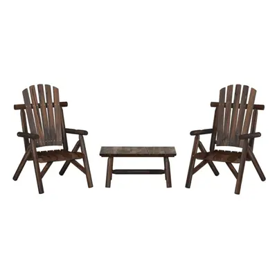 (dark brown, table + 2x chair) vidaXL Garden Lounge Set Wooden Outdoor Table and Chairs Solid Wo