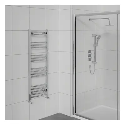 WarmeHaus Curved Heated Towel Rail Bathroom Ladder Radiator Central Heating Chrome 1200x495mm