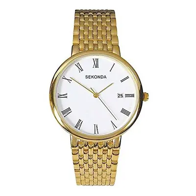 Sekonda Men's Quartz Watch with White Dial Analogue Display and Gold Bracelet 3683.27