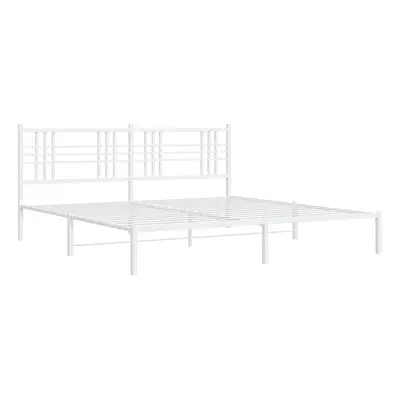 (white, 193x203 cm/with headboard) vidaXL Metal Bed Frame with Headboard Home Bed Base Bedstead 