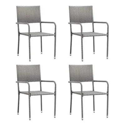 vidaXL Garden Dining Chairs pcs Stackable Outdoor Chair Grey Poly Rattan