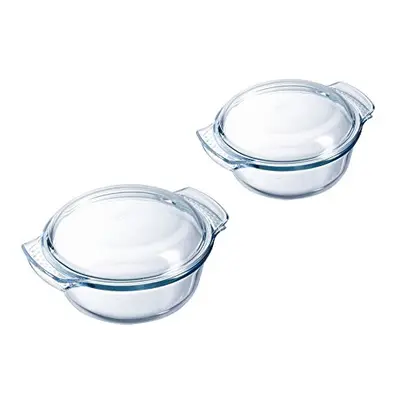 - Set of Glass Casserole Dishes - Round Oven Safe - Borosilicate Glass - Extreme Resistance - Ma