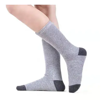 (Grey) 2200mAh USB Rechargeable Electric Heating Socks Men/Women Winter Warm Feet Socks