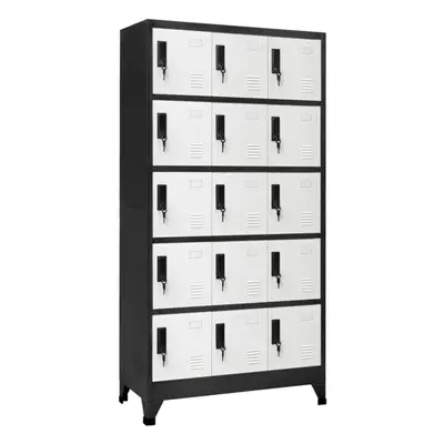 vidaXL Locker Cabinet Anthracite and White Steel Office Storage Cabinet Locker