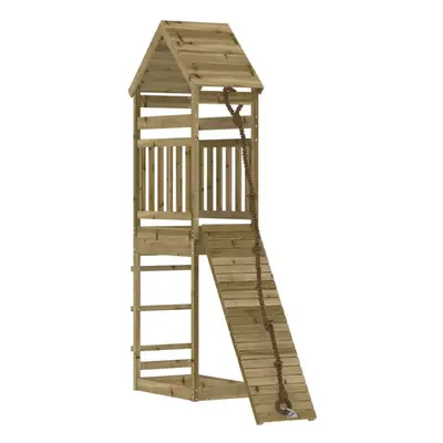 (solid impregnated pinewood) vidaXL Playhouse Outdoor Playset with Climbing Wall Play Tower Soli