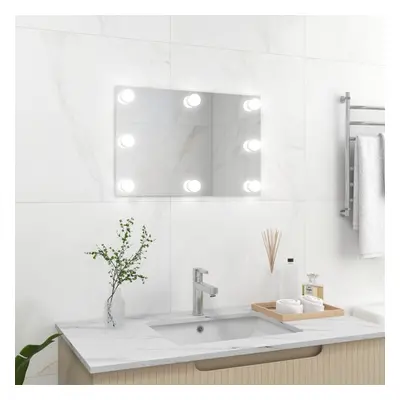 vidaXL Wall Mirror with LED Lights Rectangular Glass Home Wall-Mounted Mirror