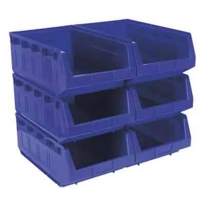 6 PACK Blue x x 190mm Plastic Storage Bin - Warehouse Part Picking Tray