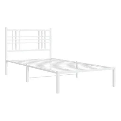 (white, 107x203 cm/with headboard) vidaXL Metal Bed Frame with Headboard Home Bed Base Bedstead 