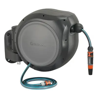 GARDENA - Foot Wall Mounted Retractable Reel with Hose Guide, Automatic retraction for Easy Wate