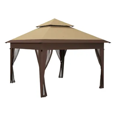 Outsunny x 3(m) Pop Up Gazebo, Instant Shelter with Mosquito Netting, Khaki