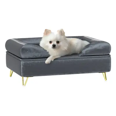 PawHut Dog Sofa Pet Couch w/ Removable Backrest Cushion Washable Cover - Grey