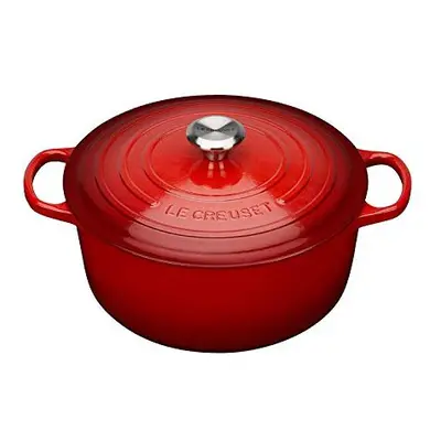 LE CREUSET Signature Enamelled Cast Iron Round Casserole Dish With Lid, cm, 4.2 Litre, Cerise