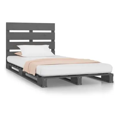 (Grey, x cm (W x L)) vidaXL Bed Frame Bedstead Wooden Bed Base Mattress Foundation Solid Wood Pi