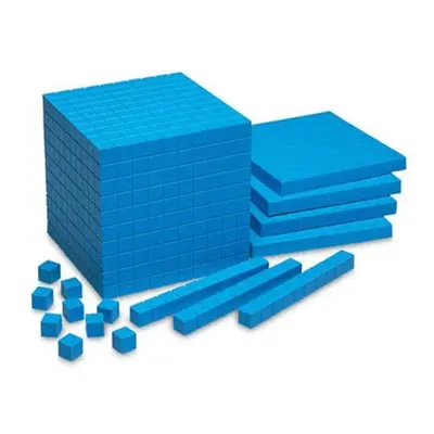 LEARNING RESOURCES LER0930 BASE TEN STARTER SET PLASTIC BLUE-100 UNITS RODS FLATS CUBE