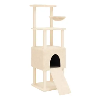 (cream) vidaXL Cat Tree with Sisal Scratching Posts Cat Tower Pet Cat Climbing Tree