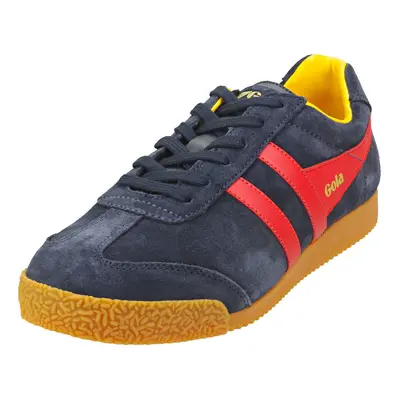 (7) Gola Harrier Womens Classic Trainers in Navy Sun Red