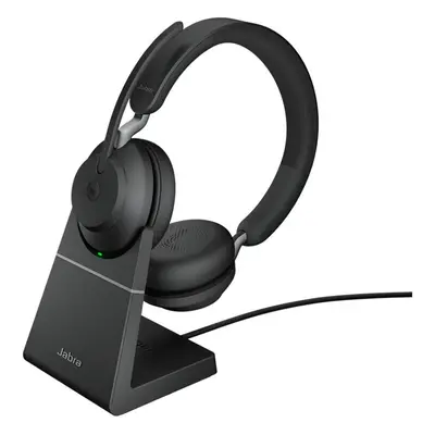 Jabra Evolve2 Stereo Wireless On-Ear Headset with Stand (Microsoft Teams, USB Type-A, Black)