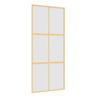 vidaXL Sliding Door Interior Barn Door Gold Frosted ESG Glass and Aluminium