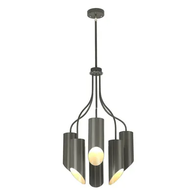 6 Bulb Chandelier LIght Dark Grey Highly Polished Nickel LED E27 8W