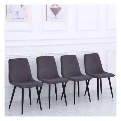 (Grey - Velvet) Set of Velvet Accent Chairs Dining Chairs with Metal Legs