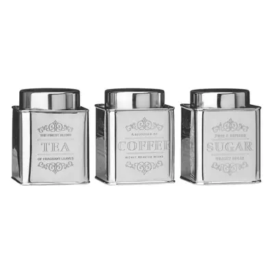 3pc Stainless Steel Canister Set | Tea, Coffee & Sugar Tins