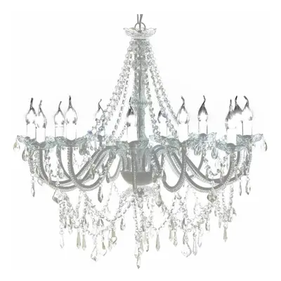 vidaXL Chandelier with Crystals White Pendant Light Lamp Lighting Fixture