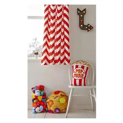 Superfresco Easy Kids Bedroom Red & White Chevron Eyelet Curtains (Was 35)