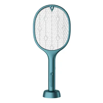 (Green) 2-In-1 3000V Electric Mosquito Swatter Dual Mode Built-in Battery USB Rechargeable Outdo