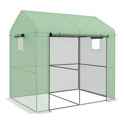 Outsunny Walk-in Green House with Roll-up Door and Mesh Windows, 200x140x200cm