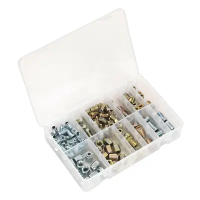 200 Piece Brake Pipe Nut Assortment - Metric & Imperial - 3/16 & 1/4 Inch Pipes