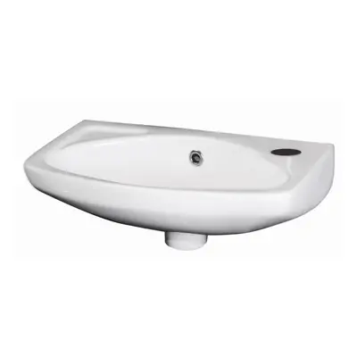 Cloakroom Wall Hung Tap Hole Oval Ceramic Basin with Overflow - 450mm