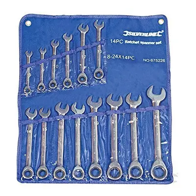 Silverline Fixed Head Ratchet Spanner Set 14pce - 24mm - 8 - ratchet set fixed head spanner silv