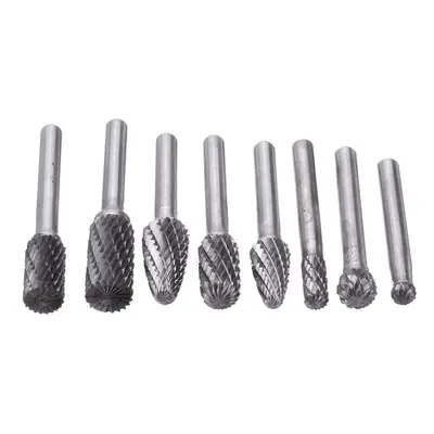 8Pcs 6mm Shank Tungsten Steel Rotary File Set Grinding Head Rasp Burrs Abrasive Tool