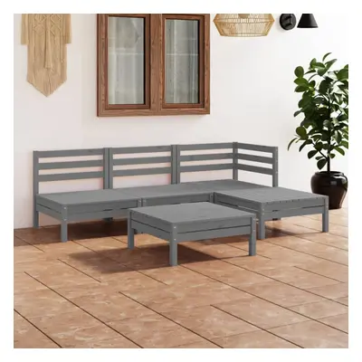 vidaXL Garden Lounge Set Wooden Outdoor Lounge Set Piece Solid Pinewood Grey