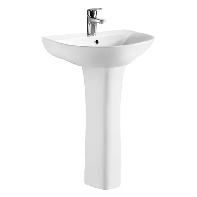 1 Tap Hole Round Ceramic Basin & Full Pedestal - 560mm