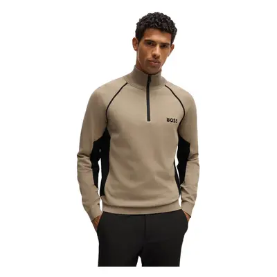 (L, Light Pastel Green) Hugo Boss Mens Hydro-X Water Repellent Embroided Logo Half Zip Sweater