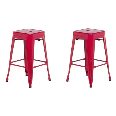 Set of Bar Stools CABRILLO Metal Red